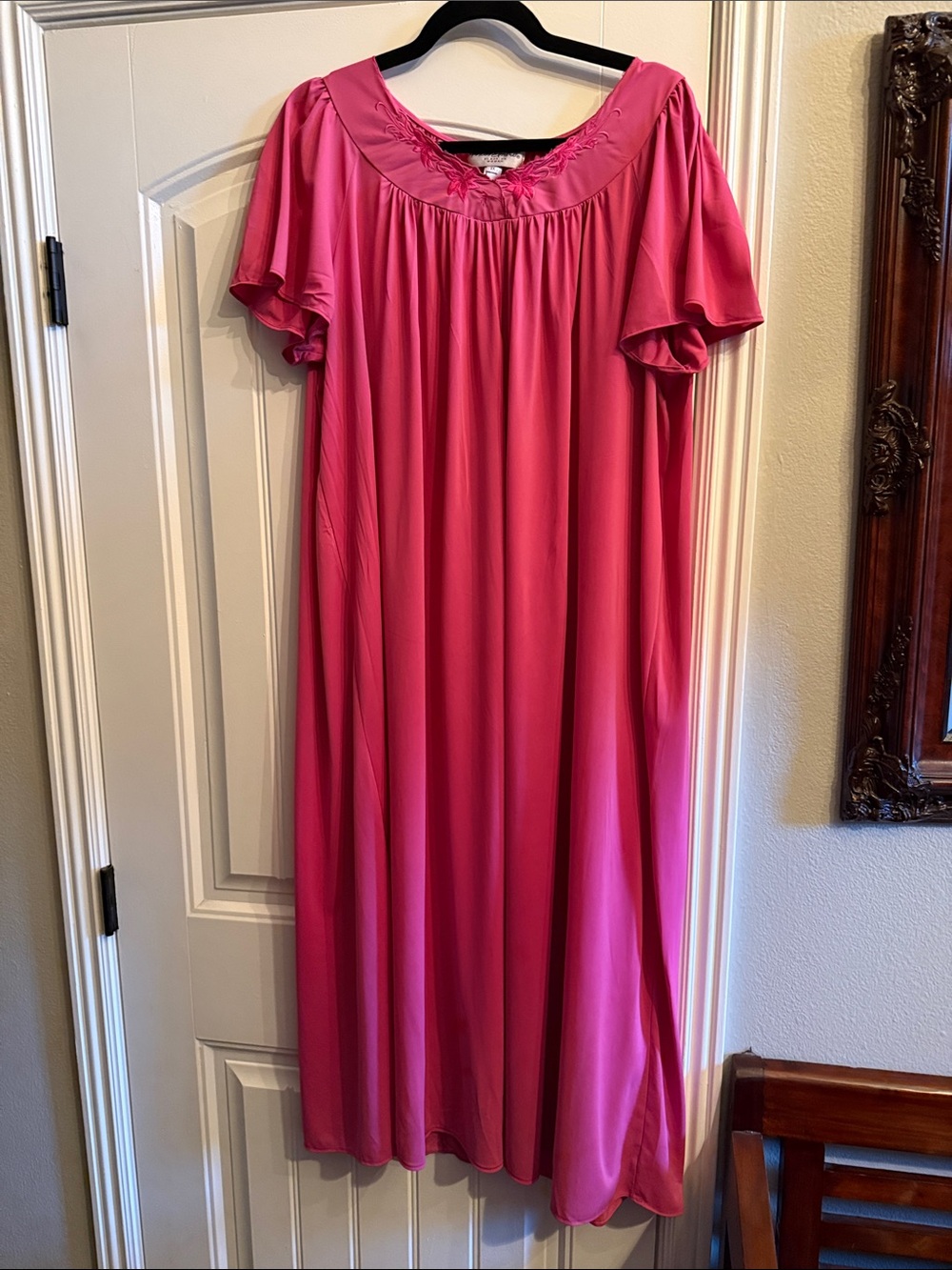 Miss Elaine Hot Pink Short Sleeve Nightgown